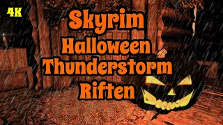 Skyrim - Spooky Halloween Thunderstorm - Riften Ambience Halloween Night With Heavy Rain Sounds.