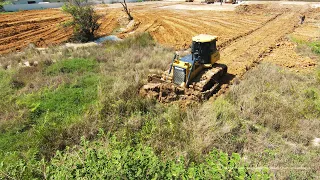 The Best SHANTUI Bulldozer Clearing New Land And 5 Ton Dump Trucks Unloading Soil