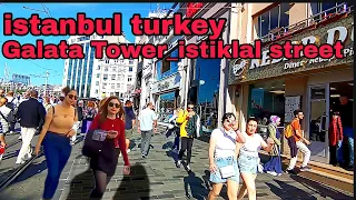 istanbul turkey walking tour around Galata Tower and Istiklal Street.4k|60fps