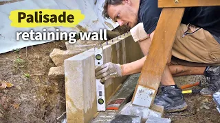 Finalization of the concrete palisade retaining wall