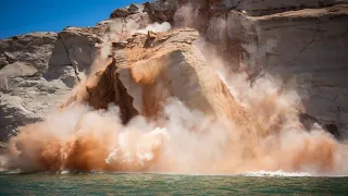 Massive Lake Powell rock slide caught on camera