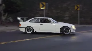 BMW E36 BIG V8 STREET DRIFTING !! TURBO BMW ON TRACK