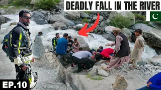 Horrible DEADLY FALL IN THE RIVER ON THE WAY TO BASHO VALLEY 🇵🇰 EP.10 | North Pakistan Motorcycle