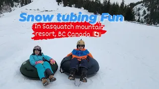 Snow tubing fun in Sasquatch mountain resort,BC Canada 🇨🇦