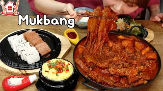 Couple Mukbang│Eating pork ribs kimchi stew with steamed egg and spam 🍚🍖😋