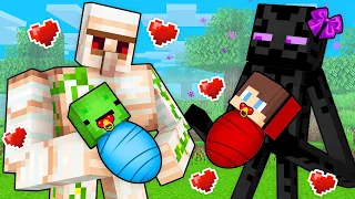 Mikey and JJ Were Adopted By Golem and Enderman in Minecraft (Maizen)