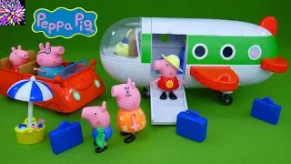Peppa Pig Toys Holiday Plane Sunshine Red Car Beach Vacation Trip Daddy Mummy Pig George Toys Video