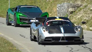 Hypercars Driving On The Swiss Hills - LaFerrari, Koenigsegg Agera X, Pagani Huayra BC, Chiron Sport