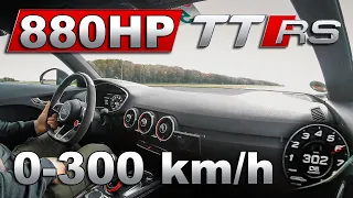 880HP Audi TTRS 8S | 0-300km/h Acceleration & Drag Race vs Lamborghini Huracan Evo & BMW M5 F90