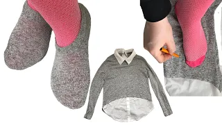 🔥 Nothing easier than these socks making from old sweater in 3 minutes! Recycling Ideas