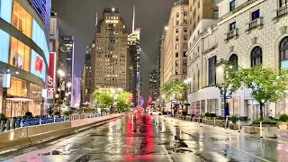 Manhattan New York City Rain Walk at Night