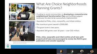 FY22 Choice Neighborhoods Planning Grant NOFO Webinar, May 13, 2022