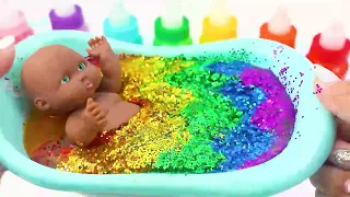 Satisfying Video l Mixing All My Slime | How To Make Rainbow Glitter Glossy Slime Mixing ASMR