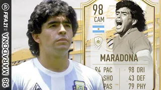 ¡EXCELENTE RENDIMIENTO! 98 Diego Armando MARADONA FIFA 21 PLAYER REVIEW ICON MOMENTS SBC MOMENTOS