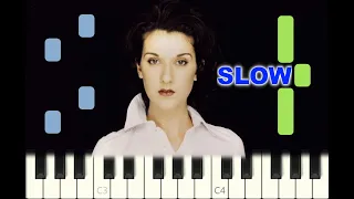 SLOW piano tutorial "POUR QUE TU M'AIMES ENCORE" Céline Dion, 1995, avec partition gratuite