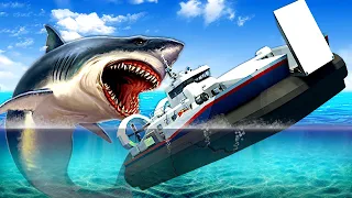 MEGALODON SINKS HOVERCRAFT! (Stormworks)