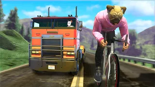 bicycles vs trucks went poorly (GTA 5 FUNNY MOMENTS)