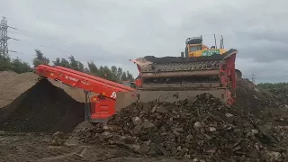 Finlay 595 Screen and Hyundai Excavator Screening waste aggregate and soils in urban quarry