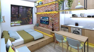 Tiny Apartment 20sqm ( Micro Apartment 215sqft ) | Space Saving Design Ideas | Never Too Small