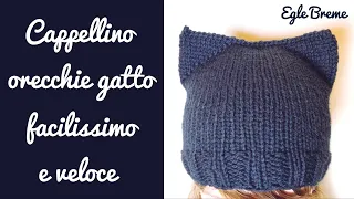 Cappellino orecchie gatto facile e veloce (chiusura a 3 ferri)