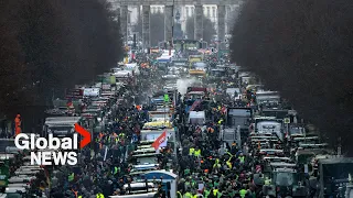 German farmers block streets with tractors in protest of proposed agricultural tax increase