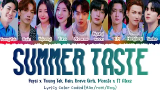 PEPSI X YOUNG TAK,RAIN,BRAVE GIRLS MONSTA FT ATEEZ " SUMMER TASTE " TEASER LYRICS COLOR CODED