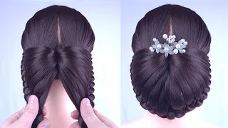 Simple Hairstyles | Braided Bun Hairstyle For Ladies | Trending New Hairstyle For Wedding Party