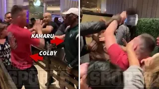 Kamaru Usman & Ali Abdelaziz attack Colby Covington backstage! #Shorts