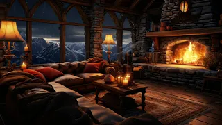 Rainy Day with Crackling Fireplace in a Cozy Hut Ambience - Relax, Sleep or Study