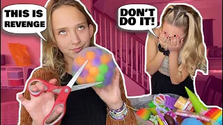 Kalli CUTS OPEN my FAVORITE FIDGET for REVENGE?! 🤯😤 *PRANK GONE TOO FAR*