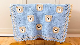 Easy Bear Crochet Baby Blanket (Part 2 of Cute, Step by step Tutorial!)