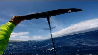 A clip from a Foil Drive assisted SUP foiling downwinder with an F-one Eagle 790 in Maui