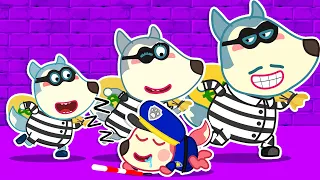 Baby Pretends Play Police Officer vs Thief Family 🐺 Funny Stories for Kids @LYCANArabic