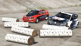 Beamng drive - Logs on the road Car speeding Crashes