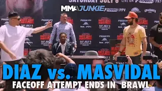 Nate Diaz vs. Jorge Masvidal Press Conference Ends in Brawl After Faceoff Attempt