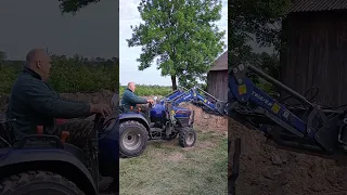 Farmtrac FT26 z ładowaczem z turem. test ładowacza. płynna praca farmtraca z ładowaczem łyżka 4w1.