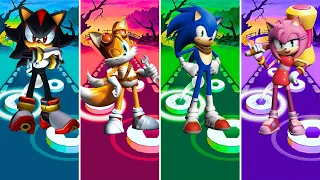 Shadow vs Tails vs Sonic vs Amy Rose | Tiles Hop EDM Rush