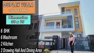 30 x 75 GMADA AEROCITY Mohali 10 Marla Duplex Villa Design with 6BHK Premium Interior