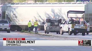 Road closed in Simpsonville following train derailment