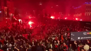 Lille fans celebrate after historic French Title win by Lille Champions de France 2021