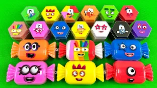 Numberblocks - Mixing Hexagon Shape Clay & Slime Candy Colorful! Satisfying Slime Videos ASMR