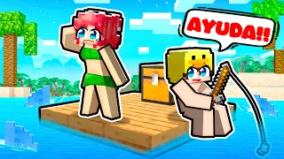 ATRAPADO en UNA BALSA con MI FAN LOCA 😥 en Minecraft 🏝️