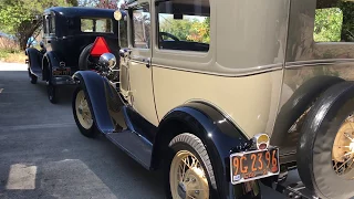 Ford Model A's getting ready to go on a Model A Ford club tour.