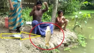 Little Boy Catches Fish with Toy Rod | Small Boy FIshing by Siem reap | Amazing Boy Catching Fish
