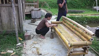 How To Make Bamboo Table And Chair - Vietnamese Couple Build Bamboo 2-Story House Off Grid