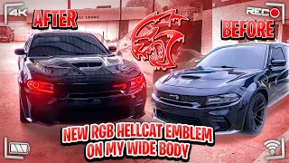 I PUT A NEW RGB EMBLEM ON MY WIDEBODY HELLCAT!!! *LOOKS 10X BETTER!!* (MOVED LOGO FROM MIDDLE)