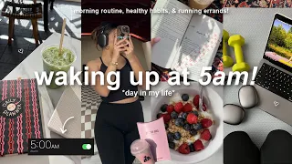 WAKING UP AT 5AM!🌥️ a productive day in my life, morning routine, new places, & healthy habits!