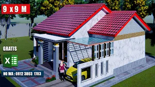 HOME DESIGN RUMAH MINIMALIS 9 X 9 M COCOK DIPEDESAAN ||  GRATIS ANGGARAN BIAYA