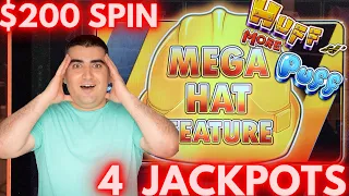 $200 Spin Bonus & 4 JACKPOTS On High Limit Huff N More Puff Slot - CASINO HUGE BETS