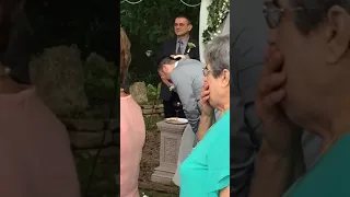 Groom overcome with emotion at the altar